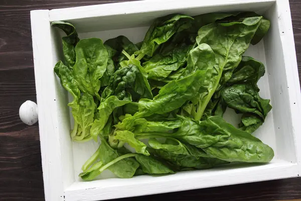 Spinach in box — Stock Photo, Image