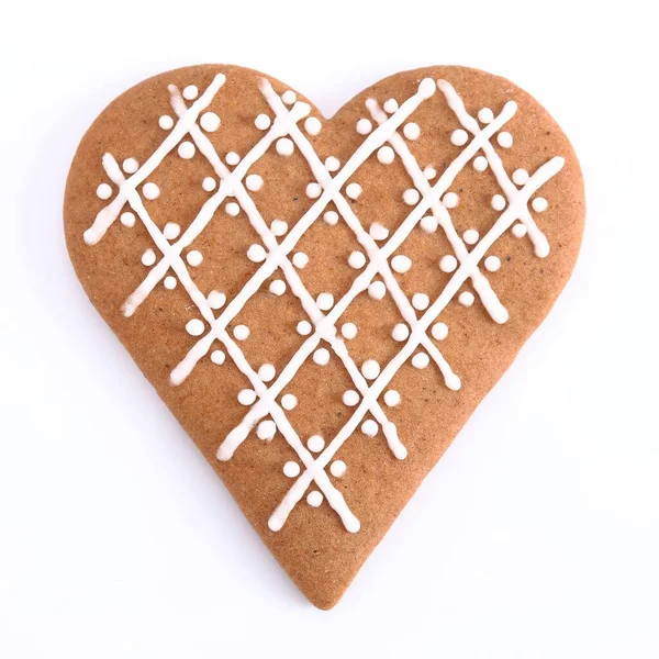 Homemade Gingerbread Cookie White Background Top View — Stock Photo, Image