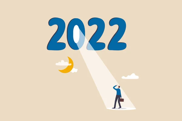 2022年商机 经济复苏的光明前景 克服困难的希望或动力 2022年前景光明 对有希望的商人从零开始 — 图库矢量图片