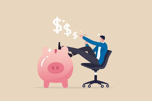 Personal Finance Expert Succes Salaris Man Met Een Hoog Spaarpercentage — Stockvector