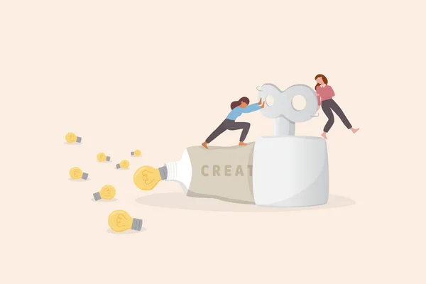 Creativiteit Helpt Bij Het Creëren Van Nieuwe Ideeën Brainstorming Drive — Stockvector