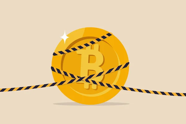 Bitcoin Crypto Valuta Betiltották Kormányzati Monetáris Politika Cryptocurrency Összeomlás Vagy — Stock Vector