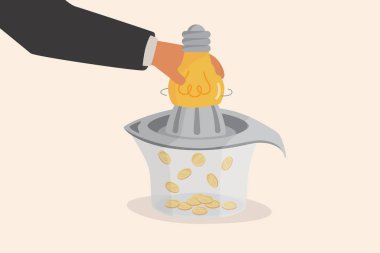 Çözüm için yeni yaratıcılık fikirleri deneyin, para kazanmak veya iş verimliliğini artırmak gelir büyümesini artırmaya ve karı maksimize etmeye yardımcı olabilir, iş adamı fikir ampulünü sıkar ve para kazanır.