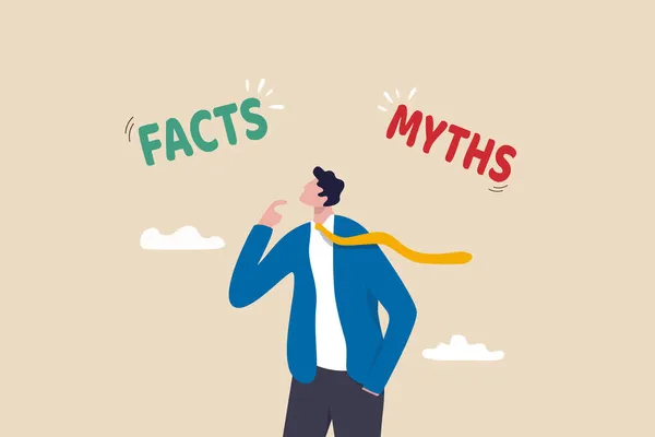 Μύθοι Εναντίον Γεγονότων Αληθείς Ψευδείς Πληροφορίες Ψεύτικες Ειδήσεις Φανταστικές Πραγματικότητα — Διανυσματικό Αρχείο