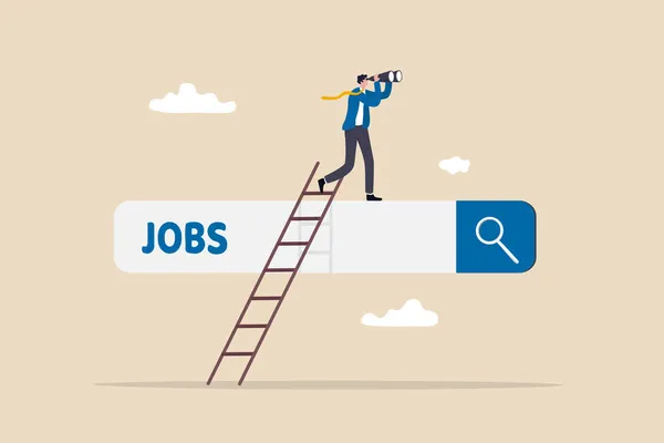 Buscando Nuevo Trabajo Empleo Carrera Búsqueda Empleo Encontrar Oportunidad Buscar — Vector de stock