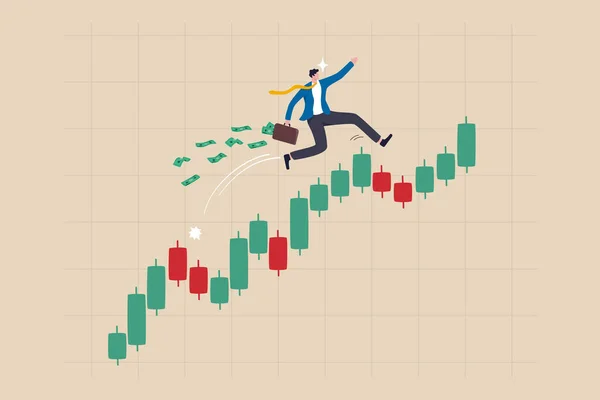 Succès Commerçant Faire Des Profits Avec Commerce Investissement Croissance Marché — Image vectorielle