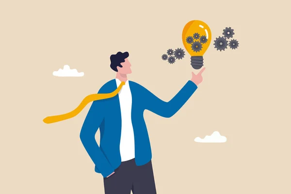 Innovation Idea Creativity Imagination Business Success Smart Businessman Presenting Innovative — Vettoriale Stock