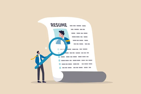 Candidate Resume Review Human Resources Hiring Manager Employment Searching Talent — Stockvector