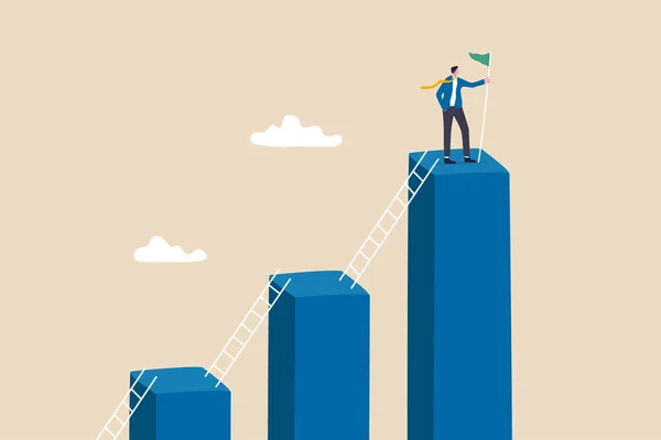 Stap Groeien Business Ladder Van Succes Vooruitgang Verbetering Ontwikkeling Doel — Stockvector