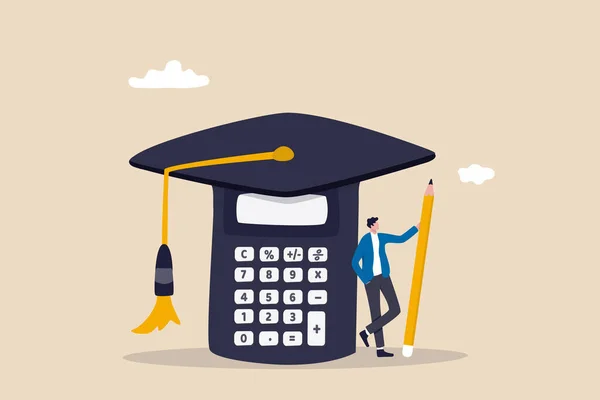 Cálculo Empréstimo Estudantil Alocação Orçamento Educação Despesa Universitária Pagamento Dívida — Vetor de Stock