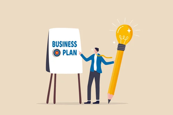 Businessplan Schreiben Idee Strategie Und Plan Zum Erfolg Entwickeln Und — Stockvektor