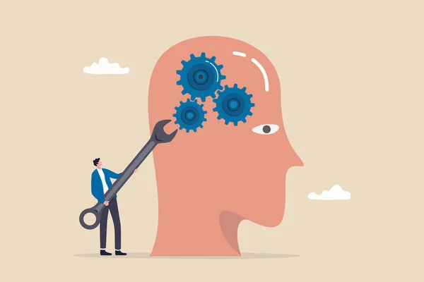 Изменить Мышление Отношение Психологию Тренировки Мозга Узнать Новые Навыки Успеху — стоковый вектор
