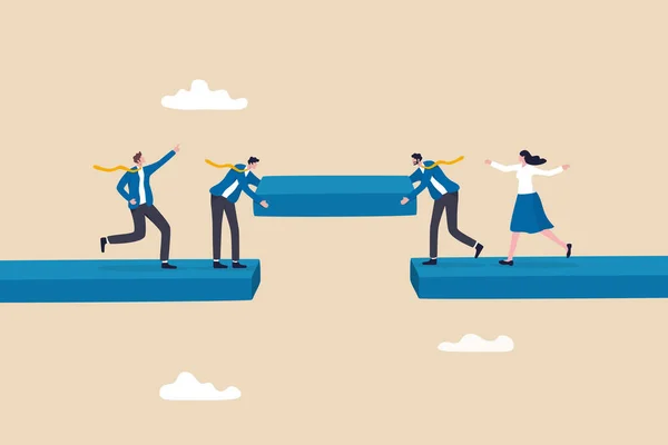 Build Business Bridge Connect Path Together Solution Teamwork Idea Cooperation —  Vetores de Stock
