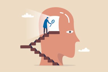 İnsan zekası, hafızası, zihni ya da zihinsel refahı, nörolojisi ya da psikoterapi konsepti için psikoloji ya da beyin analizi yapın..