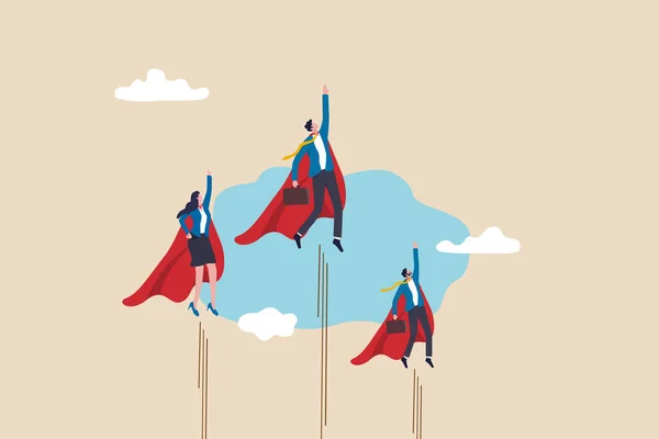 Professional People Help Business Success Teamwork Unity Super Power Grow — Stock Vector