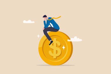 Para kararı, mali planlama veya yatırım stratejisi, kar ve zarar, gider veya vergi konsepti hakkında düşünürken, düşünceli bir işadamı para parasıyla nereye yatırım yapacağını düşünür..