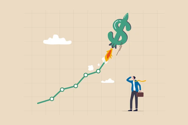 Dollar Value Rising Due Interest Rate Hike Exchange Rate Financial — Image vectorielle