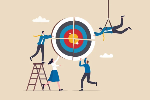 Team Target Success Together Teamwork Challenge Work Partnership Coworkers Colleague — Stockvektor