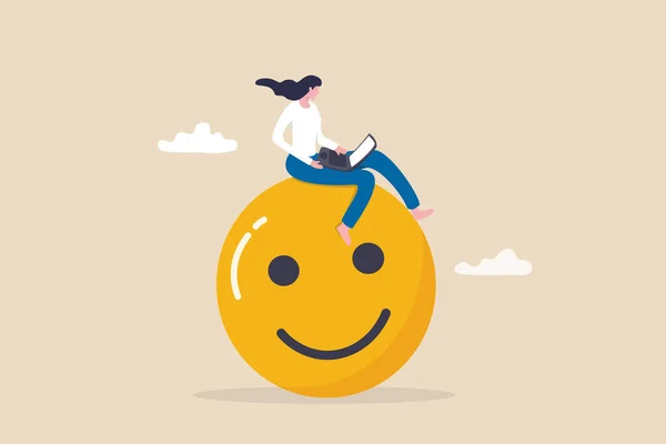 Work Happiness Job Satisfaction Passion Enjoyment Working Company Employee Wellbeing — Image vectorielle