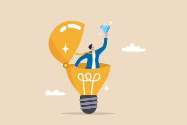 İş değeri, fırsatları keşfetmek ya da fikirden faydalanmak, kalite ölçümü ya da parlak fikir arayışı, iş adamı parlak ampul fikrinden paha biçilmez elmaslar keşfeder..