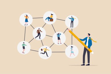 People networking for business opportunity, connect with team or friends, social media or business connection for success concept, businessman connecting line with chart or business people community.