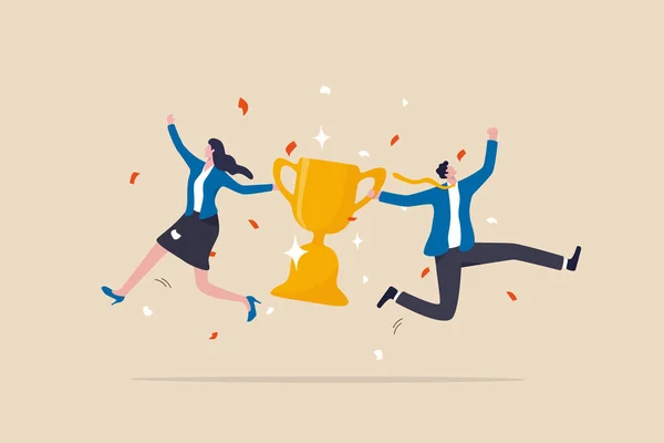 Team Success Partnership Teamwork Win Business Competition Winner Achievement Work — ストックベクタ