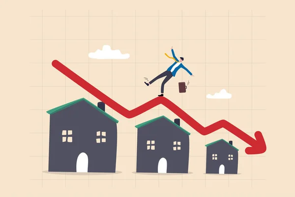 Housing Price Falling Real Estate Property Crash Value Drop Decline — Image vectorielle