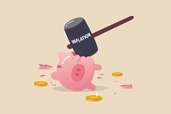 가치를 발생시키는 인플레이션 감소하거나 불경기가 시장의 붕괴를 일으키고 가치를 잃거나 — 스톡 벡터