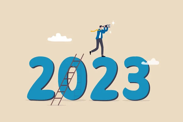 Perspectivas Del Año 2023 Pronóstico Económico Visión Futura Oportunidad Negocio — Vector de stock