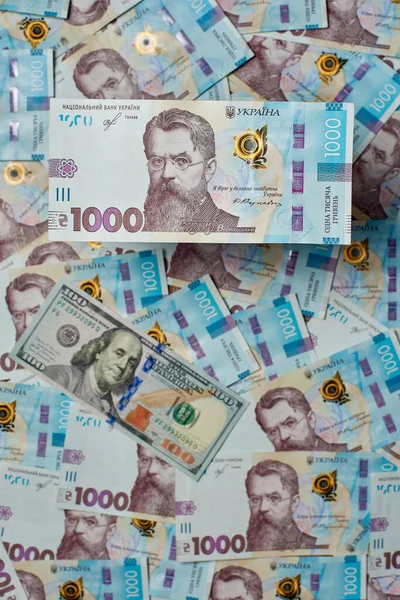 1000 Українських Гривень Текстура Українських Грошей Оголошення Вернадського Українська Валюта — стокове фото
