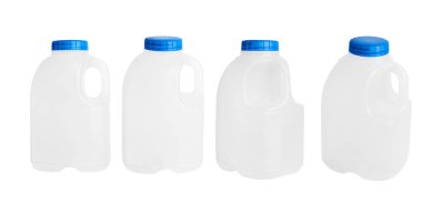 Plastik bir şişe süt. 