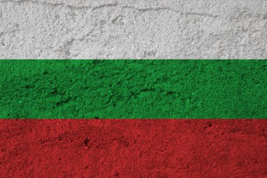 Bulgaristan bayrağı dokulu bir arka planda. Arkaplan dokusu. Ulusal Bulgaristan bayrağı.