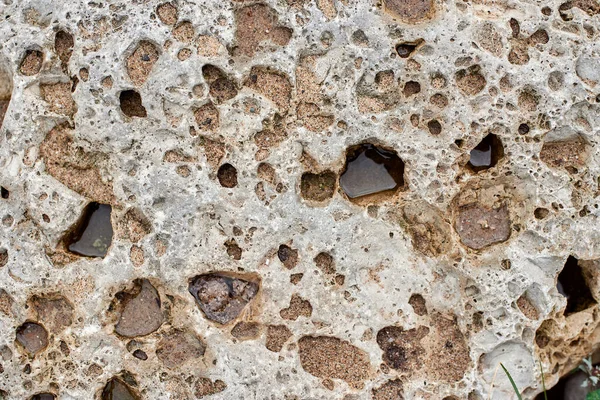 Texture Porous Sea Stone Close Sea Cobblestone Corroded Sea Salt — Foto Stock
