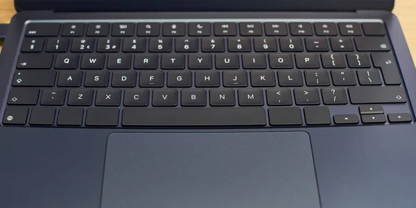 Modern Slim Backlit Laptop Membrane Keyboard Black Keyboard Large Board — Φωτογραφία Αρχείου