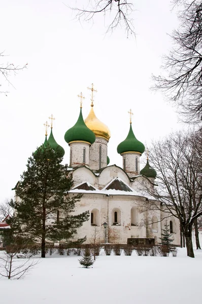 冬天。历史中心的教会，在俄罗斯，苏兹达尔 — 图库照片