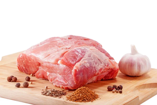 Fresh raw meat and spices — Stock Photo, Image