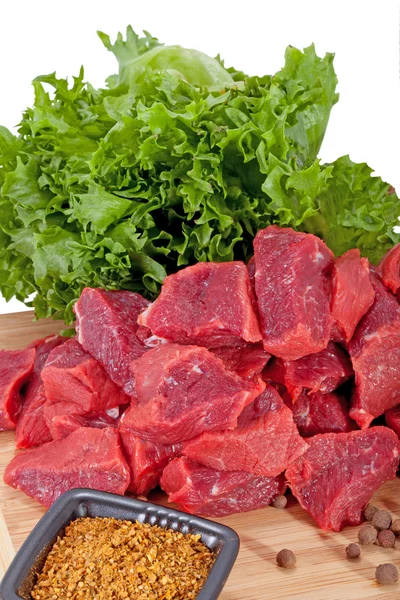 Carne fresca cruda e spezie — Foto Stock