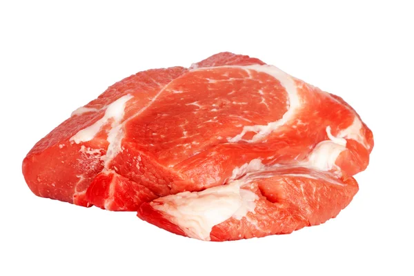Carne fresca de porco crua isolada sobre fundo branco — Fotografia de Stock