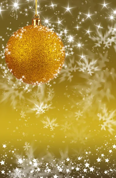 Glædelig jul og Godt Nytår baggrund med gule jule bolde - Stock-foto