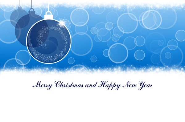 Merry Christmas and Happy New Year blue background with Christmas balls — Stock Photo, Image