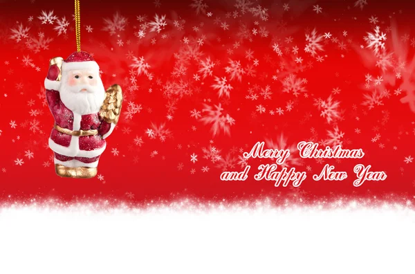 Glædelig jul og Godt Nytår rød baggrund med julen bolde - Stock-foto