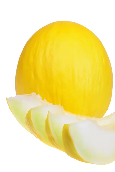 Valkoisella pohjalla eristetty kypsä meloni — kuvapankkivalokuva