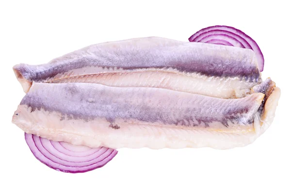 Herring with onion isolated on white background — Stock Photo, Image