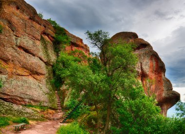 Beautiful view - phenomenon of Belogradchik rocks, Bulgaria.HDR image clipart