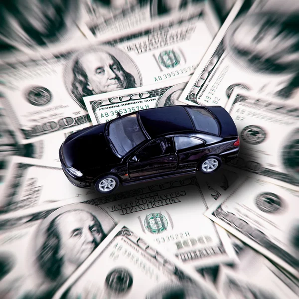 Car on money background - business concept — Stock Photo, Image