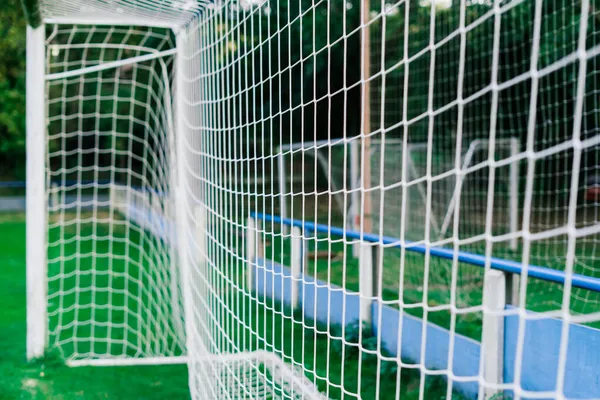 Campo Futebol Treinamento Com Relvado Verde Campo Futebol Com Metas — Fotografia de Stock