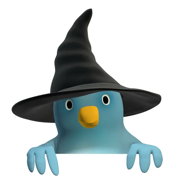 Bluebert com chapéu de bruxa com uma área para preencher seu texto — Fotografia de Stock