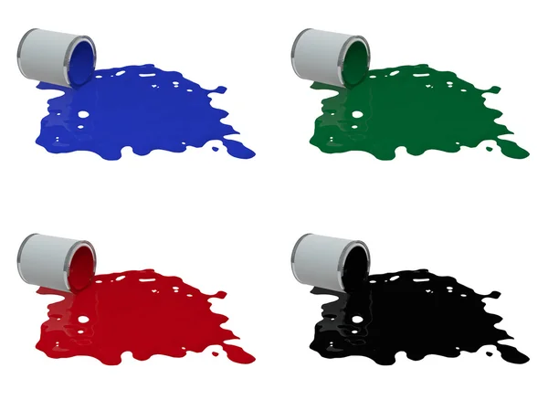 Usilowali farby cyny w 4 kolorach — Zdjęcie stockowe