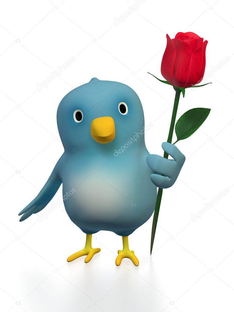 Bluebert with red rose