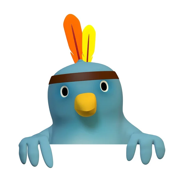 Bluebert with an Indian feather with an area to fill in your text — Stock Photo, Image